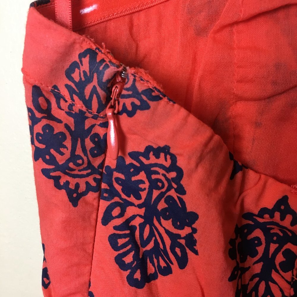 Old Navy Bright Orange and Navy Blue Printed Strapless Dress Size 12 - Picture 9 of 9